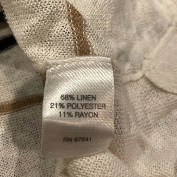 J.Jill crew neck sweater. Size S. Cream with black and brown stripes. - Picture 13 of 14